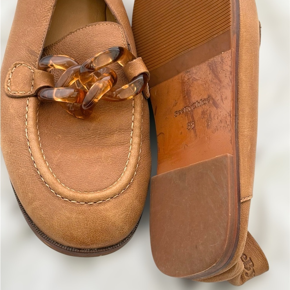 See By Chloe Tan Loafers with Tortoise Chain - Picture 2 of 10